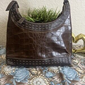 Fashion Unbranded Brown Crocodile Alligator Shoulder Handbag, Tote, Purse